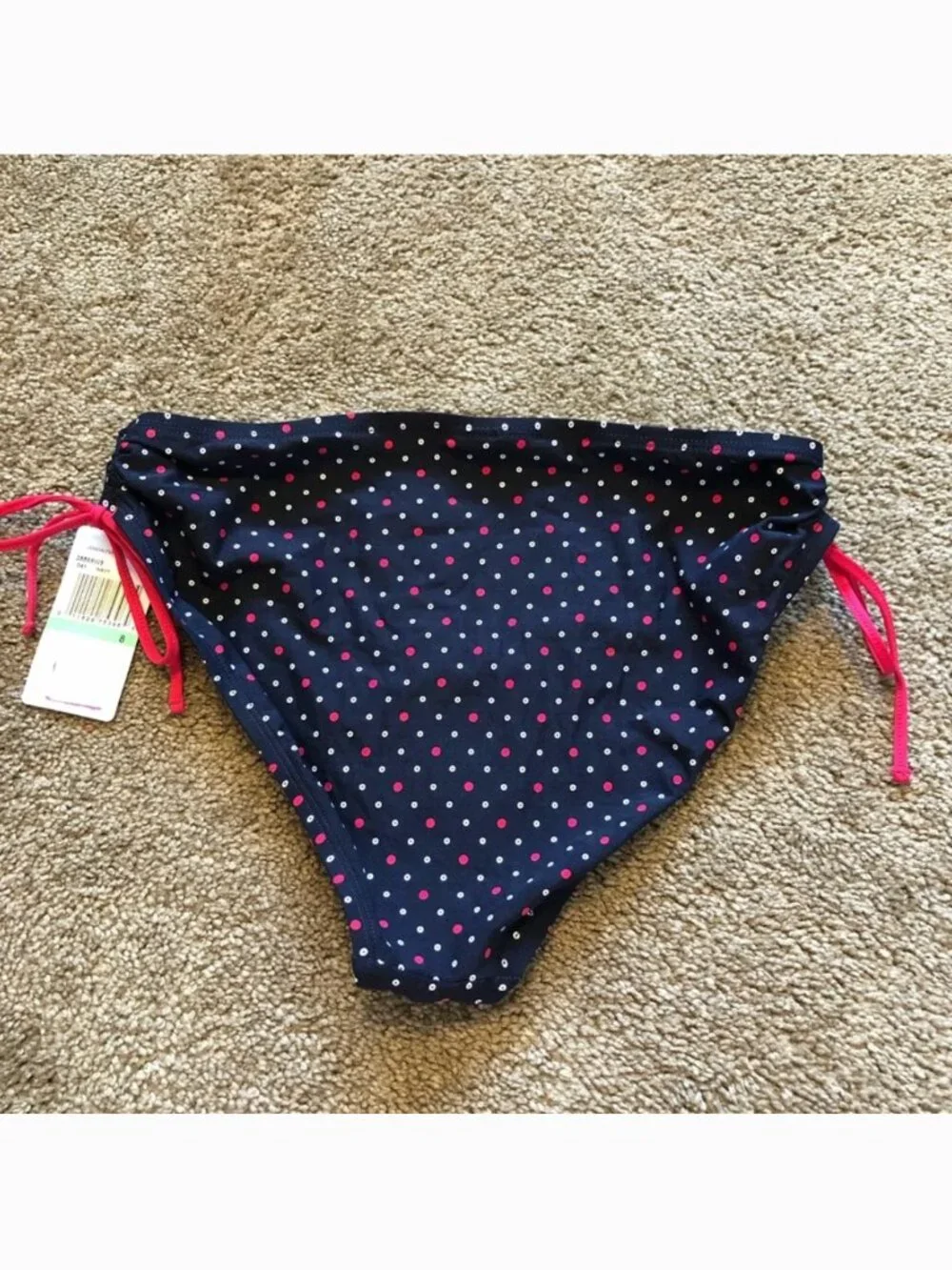 NEW NWT NAUTICA Navy Blue White Red Polka Dot USA Bow Tie Side Bikini BOTTOM 8
